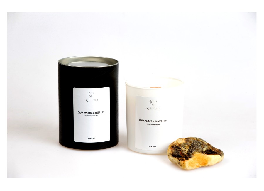 Soy wax candle "Dark amber & ginger lily" , 300ml